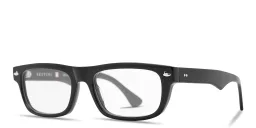 Shop SESTINI Quindici Unisex Wide Rectangle Eyeglasses with Blue Light Filter in Shiny Black online.