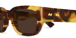 Shop BOTTEGA VENETA Intrecciato Square Sunglasses in Havana online.