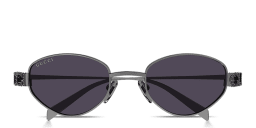 Shop GUCCI Logo Signature Irregular Sunglasses in Ruthenium online.