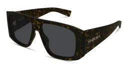Shop SAINT LAURENT Flat-Top Rectangle Sunglasses in Havana online.