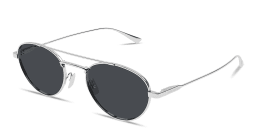 Shop SAINT LAURENT Engraved Logo Round Sunglasses in Silver online.