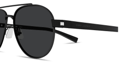 Shop SAINT LAURENT Engraved Logo Aviator Sunglasses in Black online.