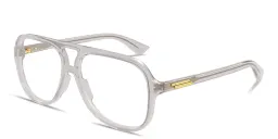 Shop BOTTEGA VENETA Ribbon Unisex Wide Pilot Eyeglasses in Transparent Grey online.