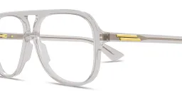 Shop BOTTEGA VENETA Ribbon Unisex Wide Pilot Eyeglasses in Transparent Grey online.