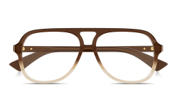 Shop BOTTEGA VENETA Ribbon Unisex Wide Pilot Eyeglasses in Brown online.