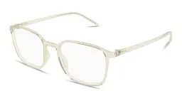 Shop SAINT LAURENT Logo Signature Square Eyeglasses in Transparent Yellow online.