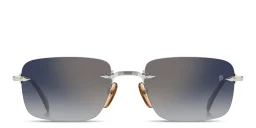 Shop DAVID BECKHAM Curator Collection Rimless Rectangle Sunglasses in Palladium online.