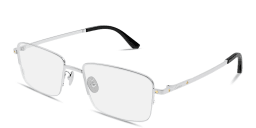 Shop Cartier Santos de Cartier Half-Rim Rectangle Eyeglasses in Silver online.