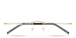 Shop MONTBLANC Meisterstück Rimless Rectangle Eyeglasses in Gold online.