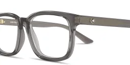 Shop MONTBLANC Snowcap Wide Rectangle Eyeglasses in Transparent Grey online.