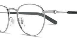 Shop MONTBLANC Snowcap Panthos Eyeglasses in Silver online.
