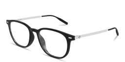 Shop MONTBLANC Snowcap Round Eyeglasses in Black online.