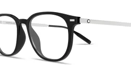 Shop MONTBLANC Snowcap Round Eyeglasses in Black online.
