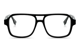 Shop FENDI FF Squared Square Eyeglasses in Black online.