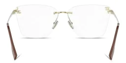 Shop FENDI First Crystal Wide Rimless Square Eyeglasses in Light Gold online.