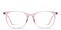 Shop EYE'M Engraved Logo Square Eyeglasses in Transparent Pink online.