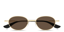 Shop Alexander McQueen Metal T-Bar Unisex Oval Sunglasses in Gold online.