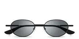 Shop Alexander McQueen Metal T-Bar Unisex Oval Sunglasses in Black online.