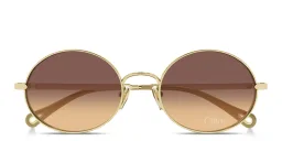 Shop Chloe Aly Petit Oval Sunglasses in Gold online.