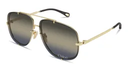Shop Chloe Ivy Aviator Sunglasses in Gold online.