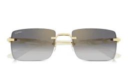Shop Cartier Signature C de Cartier Rimless Rectangle Sunglasses in Gold online.
