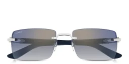 Shop Cartier Signature C de Cartier Rimless Rectangle Sunglasses in Polished Silver online.