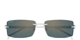Shop Cartier Clash de Cartier Unisex Rimless Rectangle Sunglasses in Silver online.