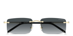 Shop MONTBLANC Meisterstück Rimless Rectangle Sunglasses in Polished Gold online.
