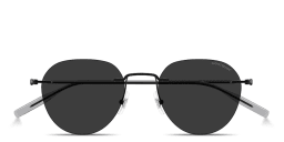 Shop MONTBLANC Snowcap Rimless Panthos Sunglasses in Black online.