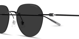 Shop MONTBLANC Snowcap Rimless Panthos Sunglasses in Black online.