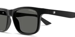 Shop MONTBLANC Snowcap Rectangle Sunglasses in Black online.