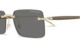 Shop MONTBLANC Meisterstück Rimless Rectangle Sunglasses in Gold online.