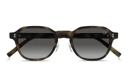 Shop Dunhill Studs Irregular Sunglasses in Havana online.