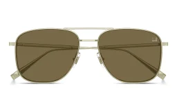 Shop Dunhill Engraved Logo Rectangle Sunglasses in Gold online.