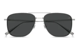 Shop Dunhill Engraved Logo Rectangle Sunglasses in Silver online.