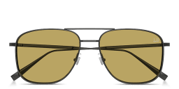 Shop Dunhill Engraved Logo Rectangle Sunglasses in Matte Ruthenium online.