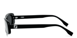 Shop FENDI FF Squared Oval Sunglasses in Black online.