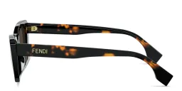 Shop FENDI Lettering Irregular Sunglasses in Dark Havana online.