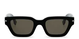 Shop FENDI Selleria Rectangle Sunglasses in Black online.