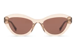 Shop EYE'M Logo Irregular Sunglasses in Transparent Brown online.