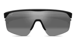 Shop Maui Jim Pāluna Unisex Half-Rim Wide Mask Sunglasses in Black online.