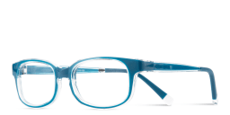 Shop SPIN ON8 Kids Rectangle Eyeglasses in Transparent Blue online.