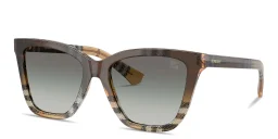 Shop BURBERRY Check Square Sunglasses in Check Sand online.