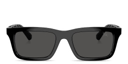 Shop BURBERRY Logo Signature Rectangle Sunglasses in Black online.