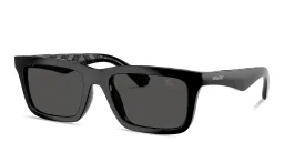 Shop BURBERRY Logo Signature Rectangle Sunglasses in Black online.