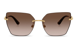 Shop Dolce & Gabbana DG Rimless Cat-Eye Sunglasses in Gold online.