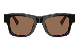 Shop Dolce & Gabbana Logo Signature Square Sunglasses in Black On Red Havana online.