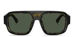 Shop Dolce & Gabbana Logo Signature Square Sunglasses in Black On Yellow Havana online.