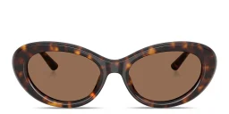 Shop Dolce & Gabbana Engraved Logo Oval Sunglasses in Havana online.