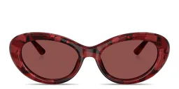 Shop Dolce & Gabbana Engraved Logo Oval Sunglasses in Red Havana online.